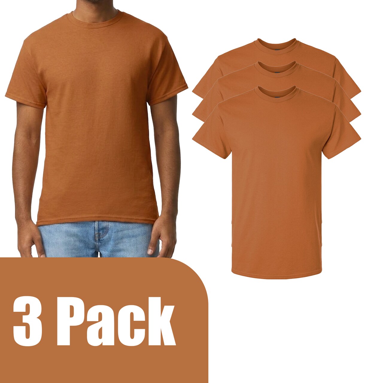 Gildan Ultra Cotton Short Sleeve T-Shirt Bundle, Texas Orange Unisex Crewneck Blanks for DIY Printing